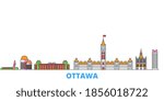 Canada, Ottawa line cityscape, flat vector. Travel city landmark, oultine illustration, line world icons