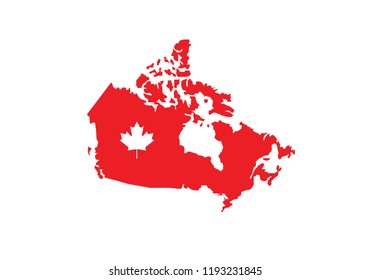 Canada outline map country shape state borders national symbol flag