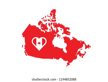 Canada outline map country shape heart symbol love state borders