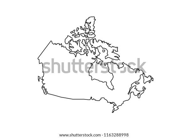 Canada Outline Map National Borders Country Stock Vector (Royalty Free ...