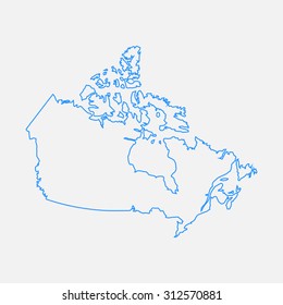 Canada outline map, stroke. Line style. Vector EPS8