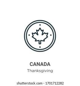 Canada outline vector icon. Thin line black canada icon, flat vector simple element illustration from editable thanksgiving concept isolated stroke on white background