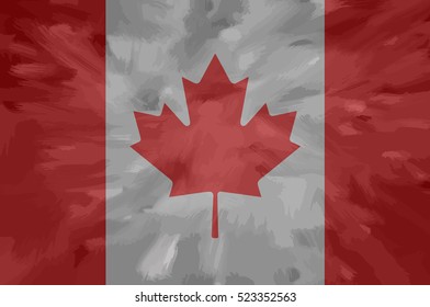 Canada painted / drawn vector flag. Dramatic, unusual look. Vector file contains flag and texture layers
