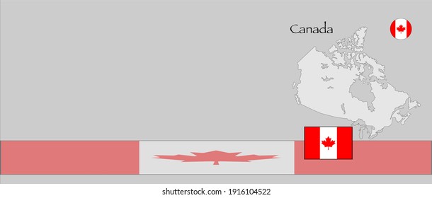 Canada Panorama Template Web Banner mit Flag und Karte mit Kopienraum.