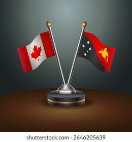 Canada and Papua New Guinea table flags relation with gradient backgrund