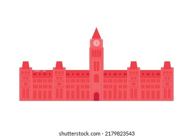 Canada Parliament Building On White Background