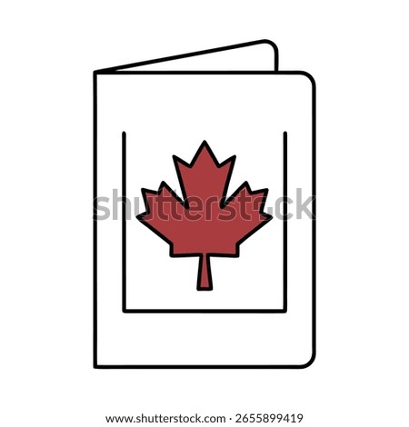 Canada Passport Icon Red Cover with White Maple Leaf Design Illustration