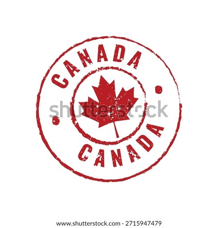 Canada passport red rubber stamp with maple leaf symbol vintage travel design