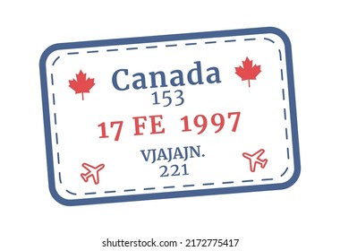 Canada Passport Stamp. Vector Illustration