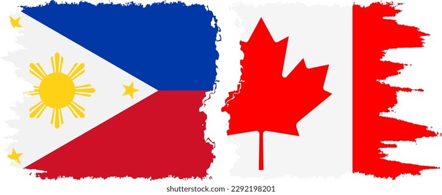 Conexión de banderas de grifo de Canadá y Filipinas, vector