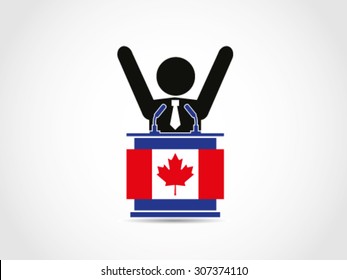 Canada Podium Politician Celebrate Election