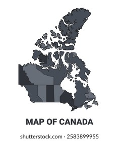 Canada political map border of regions outline vector set