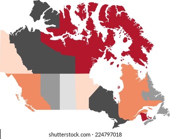 Canada political map with pastel colors.