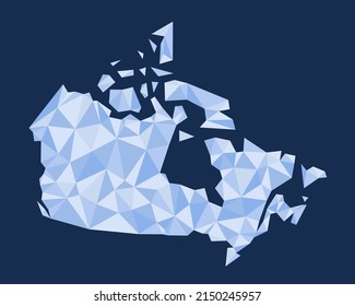 Canada polygon map. Low poly trendy style vector map of Canada.