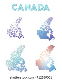 Canada polygonal map. Mosaic style maps collection. Bright abstract tessellation, geometric, low poly, modern design. Canada polygonal maps for infographics or presentation.