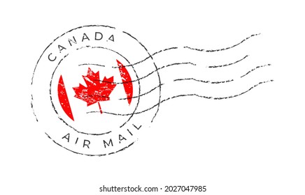 canada postage mark. National Flag Postage Stamp isolated on white background vector illustration. Stamp with official country flag pattern and countries name