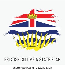 Canada Province British Columbia State Vector Flag Design Template. British Columbia State Flag for Independence Day. Grunge  British Columbia State Flag