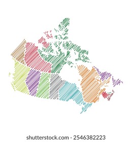 Provincias y territorios de Canadá, Ilustración vectorial de línea de mapa de hilo 1