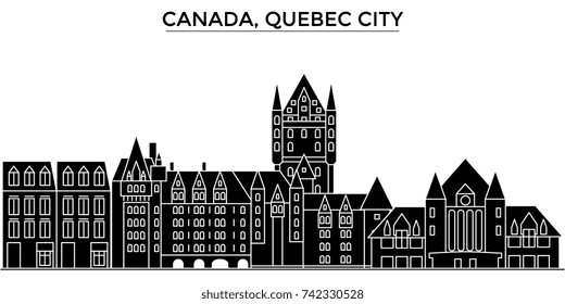 Canada, Quebec City architecture vector city skyline, travel cityscape with landmarks, buildings, isolated sights on background