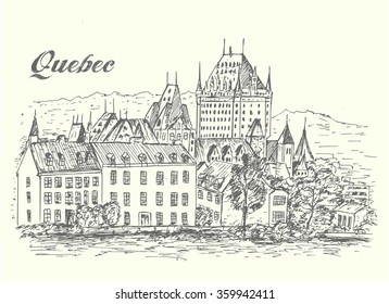 Canada Quebec City Hand Drawn Isolated Vector Illustration