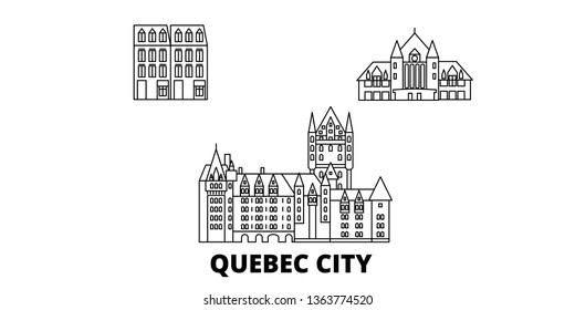 Canada, Quebec City line travel skyline set. Canada, Quebec City outline city vector illustration, symbol, travel sights, landmarks.