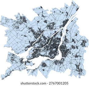 Canada Quebec CMA (Census Metropolitan Area) Montreal Boundary and Road Vector Map