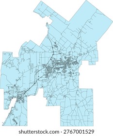 Canada Quebec CMA (Census Metropolitan Area) Sherbrooke Boundary and Road Vector Map