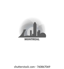 Canada Quebec Montreal black white sunrise sunset city panorama landscape horizon buildings skyline flat icon logo