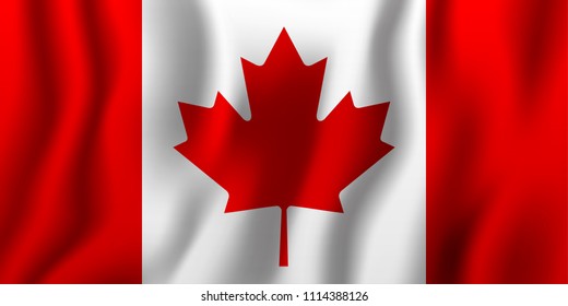 Canada realistic waving flag vector illustration. National country background symbol. Independence day.