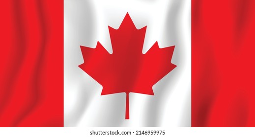 Canada realistic waving flag vector illustration. National country background symbol. Independence day