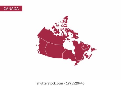 Canada red map detailed vector.