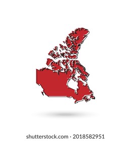 Canada red map on white background