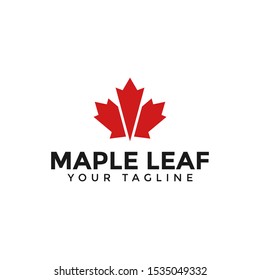 Canada Red Maple Leaf Logo Design Template