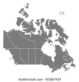 Canada regions Map grey