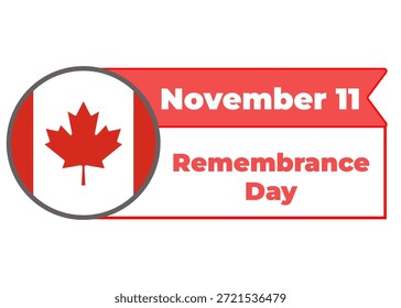 Día del recuerdo de Canadá, vacaciones de Vector en un icono de marco de fondo blanco
