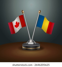 Canada and Romania table flags relation with gradient backgrund