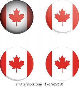 Bandera de país redondeado en estilos diferentes, placa de disco, ilustración vectorial de Canadá