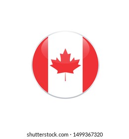 Canada  round flag . closy flag of Canada  - vector button. 