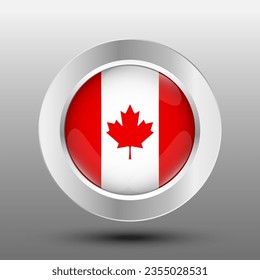 
Canada round flag metal button background