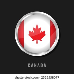 Canada round framed national flag. Circular glossy flag of Canada.