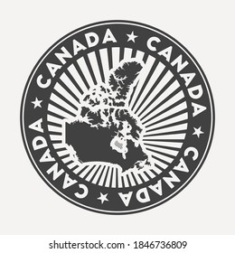 Canada round logo. Vintage travel badge with the circular name and map of country, vector illustration. Can be used as insignia, logotype, label, sticker or badge of the Canada.