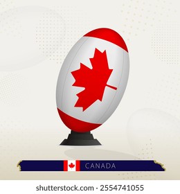 Canada Rugby Ball on Rugby Kicking Tees with Modern Design. Illustration perfect for sports, national pride, and rugby-related projects.