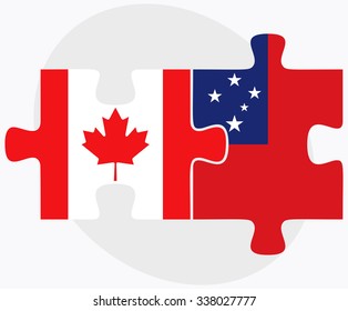 Canada and Samoa Flags in puzzle isolated on white background