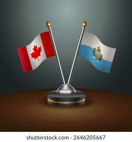 Canada and San Marino table flags relation with gradient backgrund