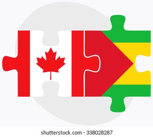 Canada and Sao Tome and Principe Flags in puzzle isolated on white background