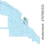 Canada Saskatchewan CMA (Census Metropolitan Area) North Battleford Boundary and Road Vector Map