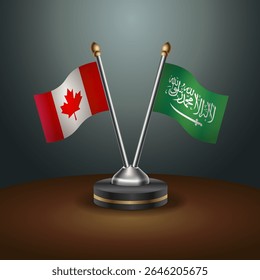 Canada and Saudi Arabia table flags relation with gradient backgrund