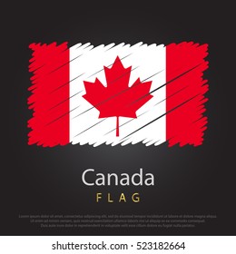 Canada scribbled flag. hand drawn lines in Vector Format on Gray Background. Vector illustration eps 10.