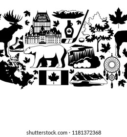 Canada seamless pattern. Canadian traditional symbols and attractions.