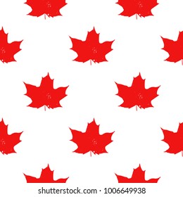 Canada seamless pattern. Vector  background with red maple leaves